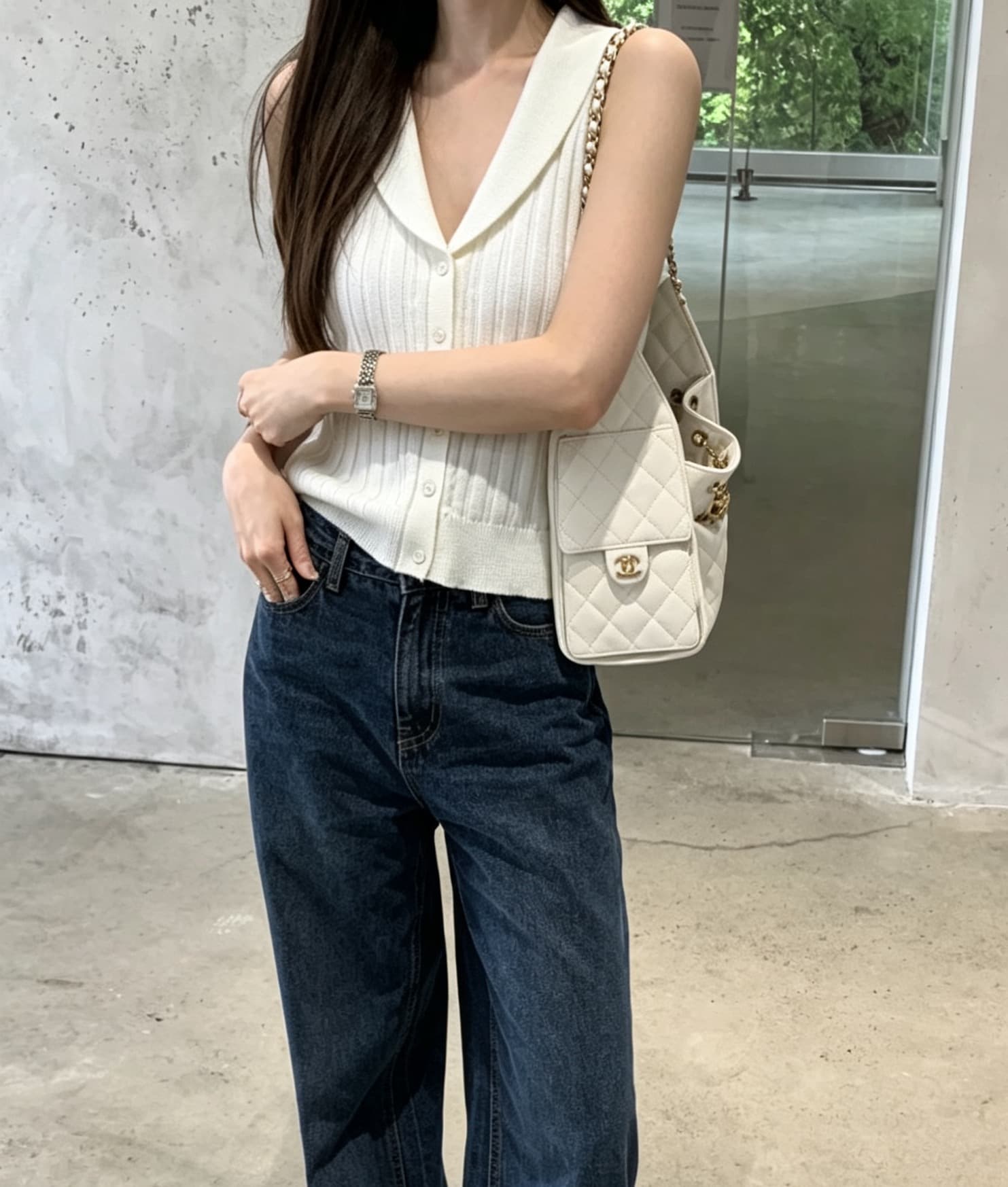 있음 선적 사이즈 업데이트 한국 chic 여름 새로운 ins 달콤함 단추 품격 다용도 민소매 니트 스웨터 상세 이미지 5