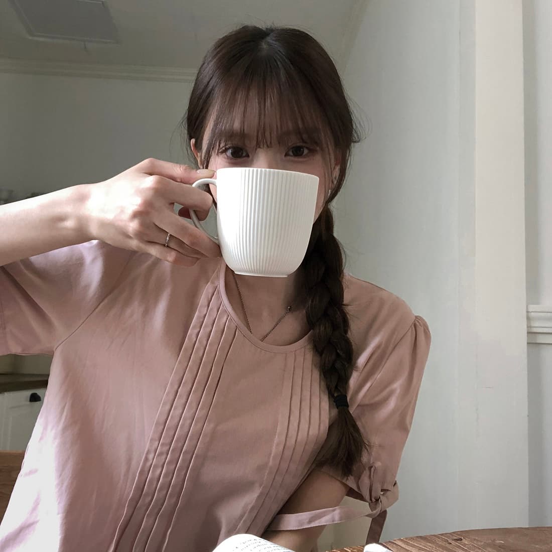 있음 선적 사이즈 업데이트 한국 chic 여름 새로운 프랑스식 커프스 레이스업 품격 주름 미니멀리즘 반팔 셔츠 상세 이미지 47