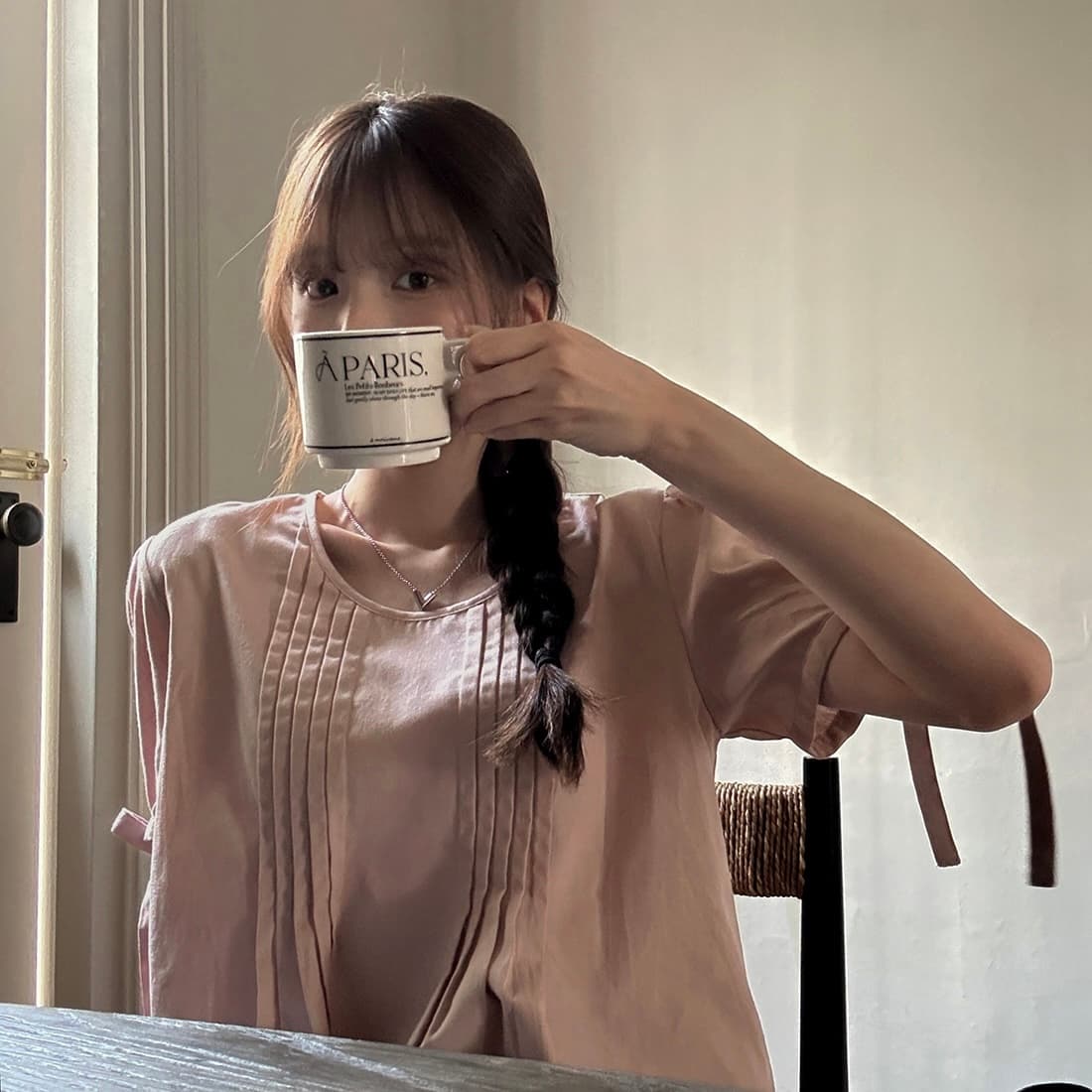 있음 선적 사이즈 업데이트 한국 chic 여름 새로운 프랑스식 커프스 레이스업 품격 주름 미니멀리즘 반팔 셔츠 상세 이미지 60