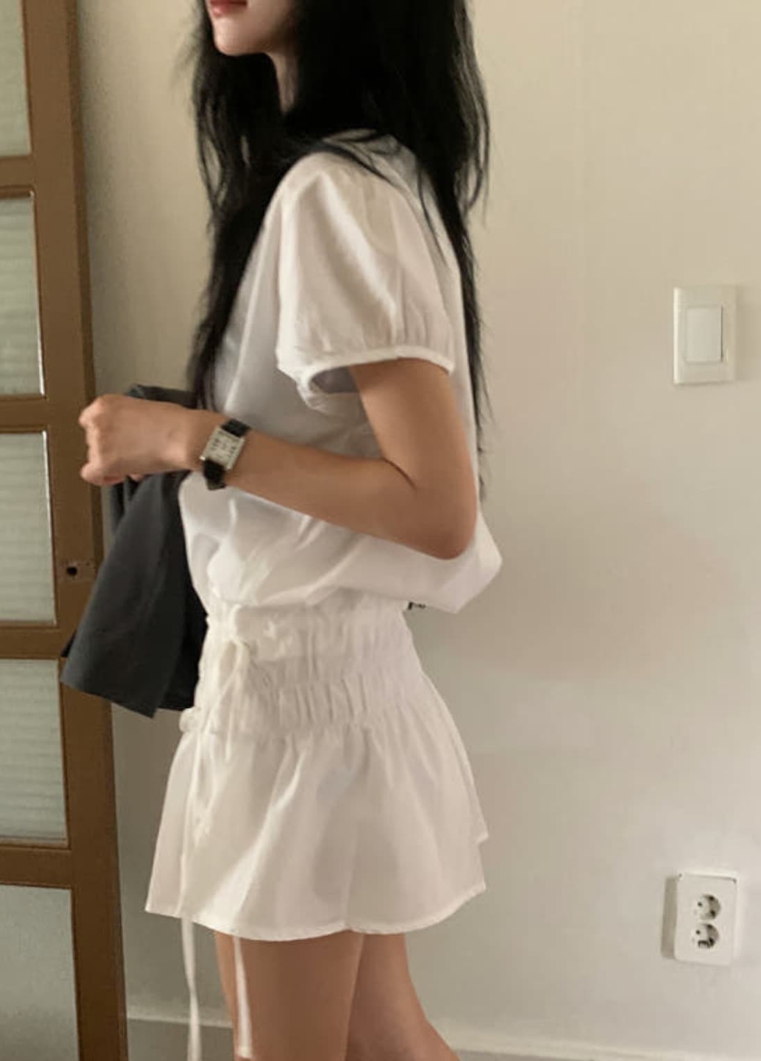 있음 선적 사이즈 업데이트 한국 chic 여름 새로운 프랑스식 디자인 센스 밴딩 펌프 로프 쇼트 스타일 드레스 상세 이미지 7