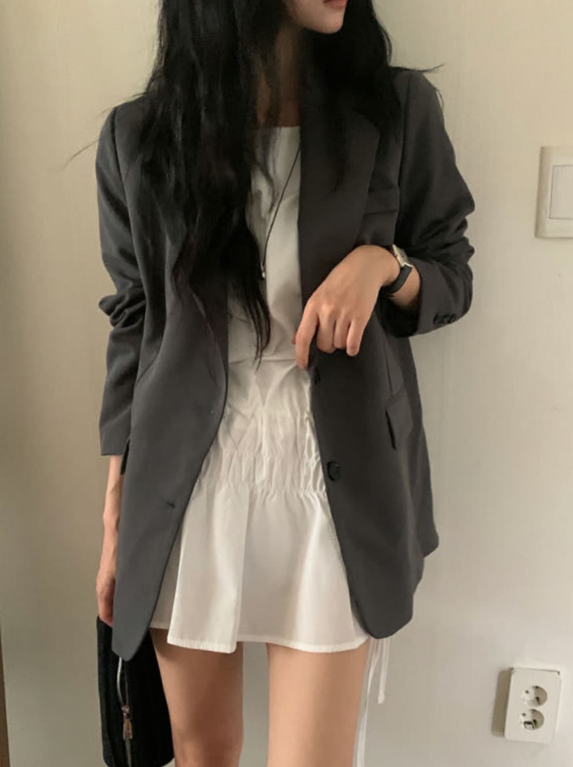 있음 선적 사이즈 업데이트 한국 chic 여름 새로운 프랑스식 디자인 센스 밴딩 펌프 로프 쇼트 스타일 드레스 상세 이미지 13