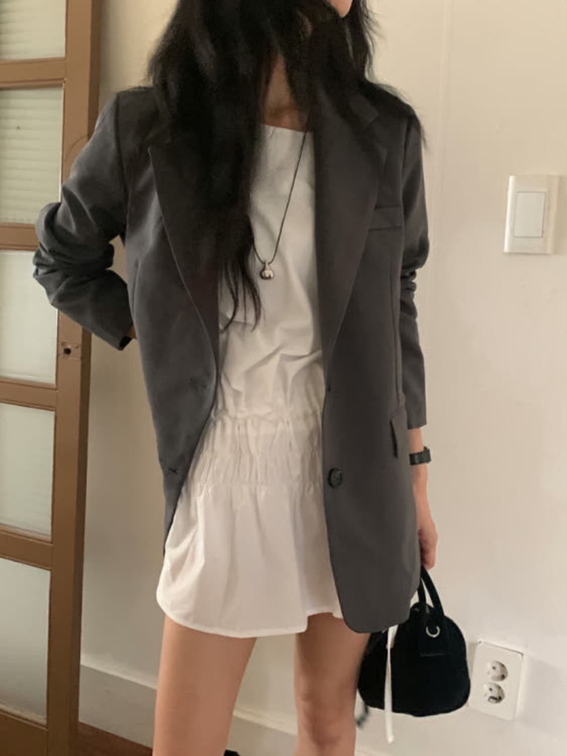 있음 선적 사이즈 업데이트 한국 chic 여름 새로운 프랑스식 디자인 센스 밴딩 펌프 로프 쇼트 스타일 드레스 상세 이미지 16