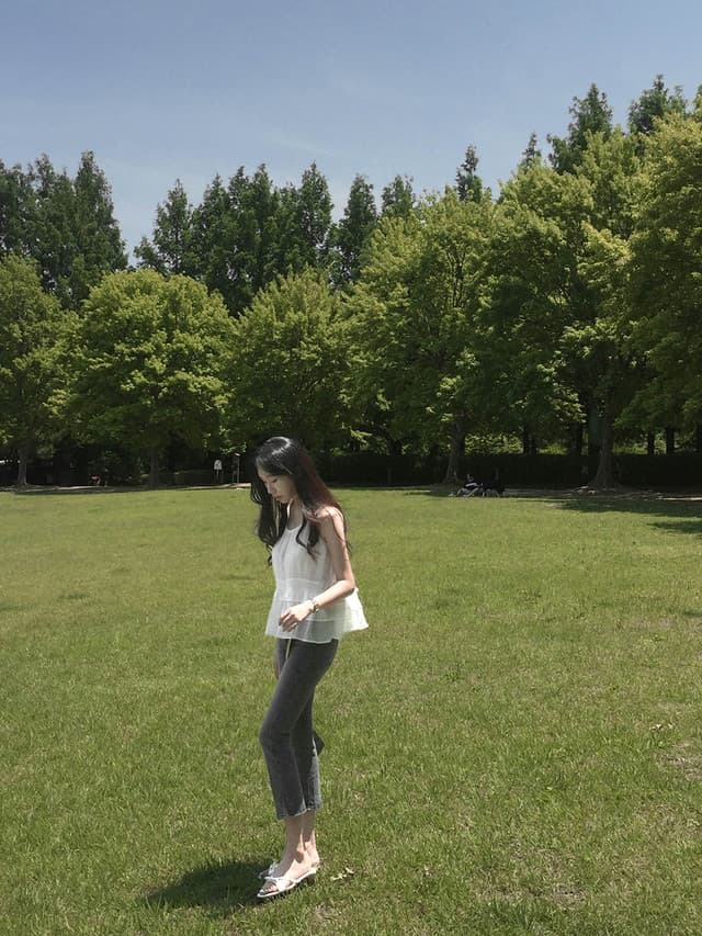 있음 선적 사이즈 업데이트 한국 chic 여름 새로운 얇은 스타일 달콤함 품격 다중 레이어 레이스 진자 캐미솔 상세 이미지 4