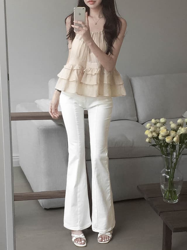 있음 선적 사이즈 업데이트 한국 chic 여름 새로운 얇은 스타일 달콤함 품격 다중 레이어 레이스 진자 캐미솔 상세 이미지 16