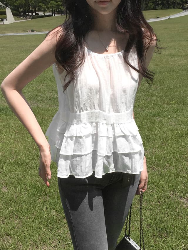있음 선적 사이즈 업데이트 한국 chic 여름 새로운 얇은 스타일 달콤함 품격 다중 레이어 레이스 진자 캐미솔 상세 이미지 19