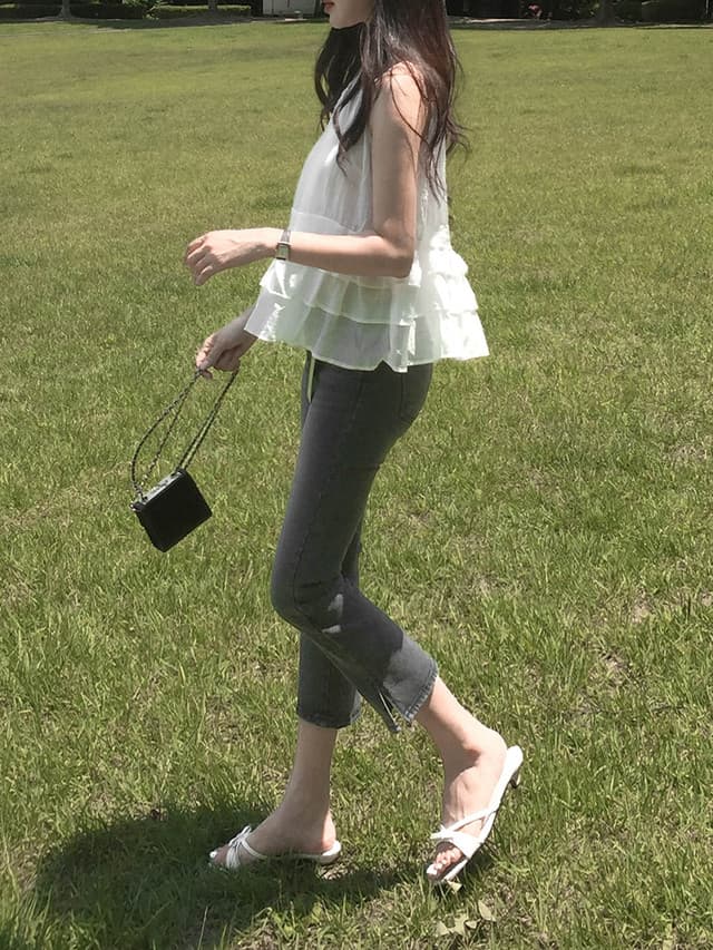 있음 선적 사이즈 업데이트 한국 chic 여름 새로운 얇은 스타일 달콤함 품격 다중 레이어 레이스 진자 캐미솔 상세 이미지 22