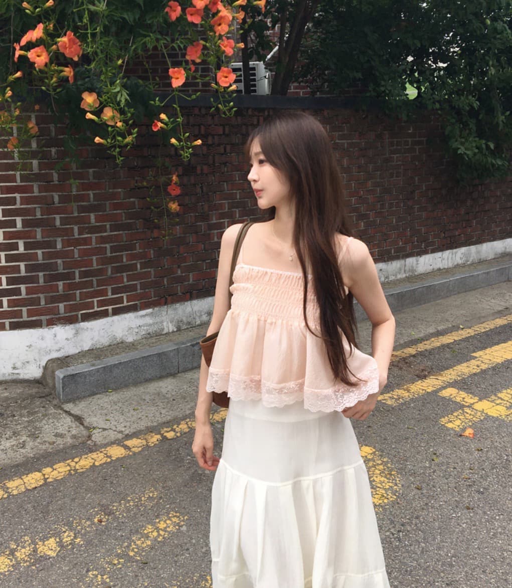 한국 chic 여름 새로운 ins 달콤함 레이스 조각 귀여운 다용도 캐미솔 상세 이미지 16