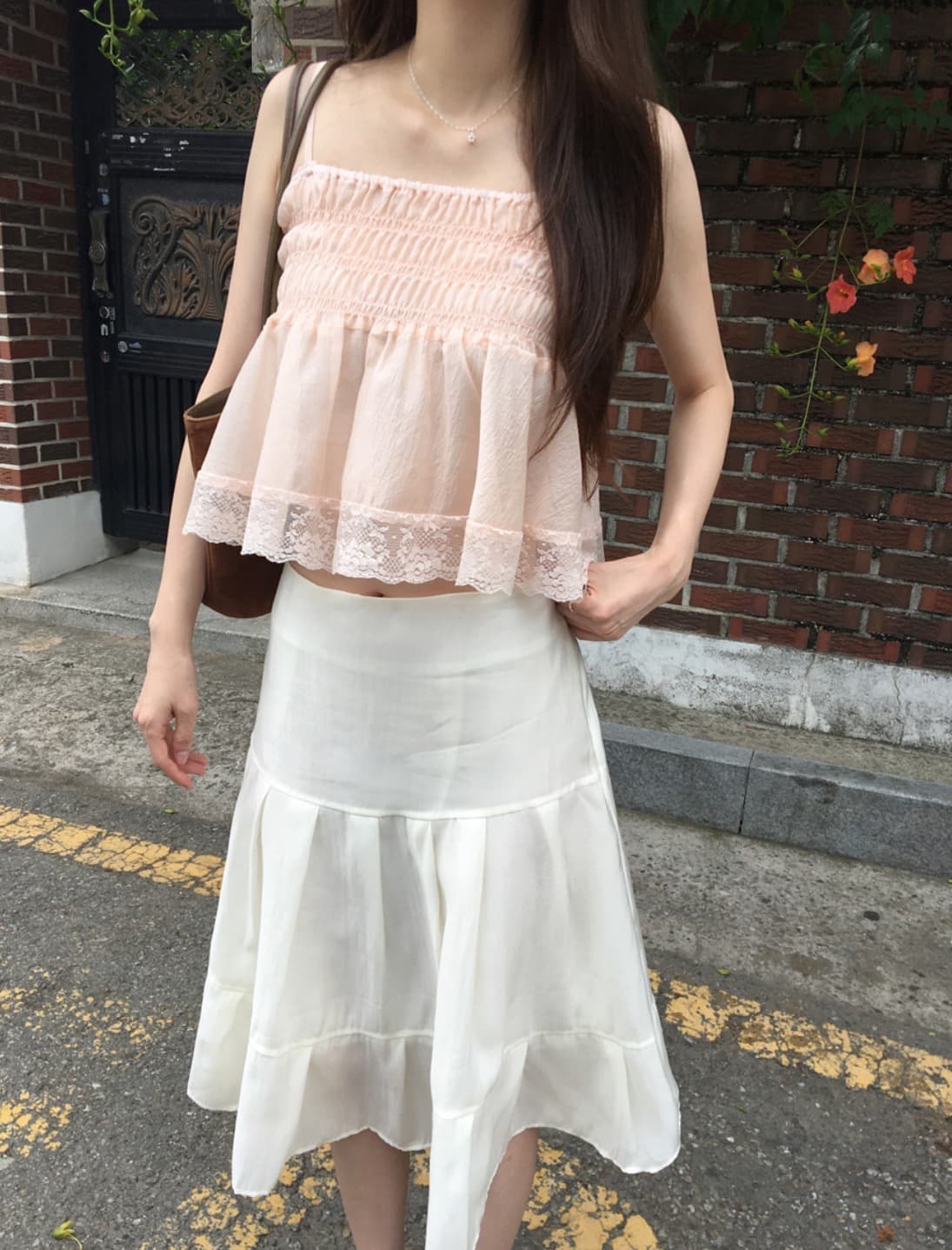 한국 chic 여름 새로운 ins 달콤함 레이스 조각 귀여운 다용도 캐미솔 상세 이미지 22