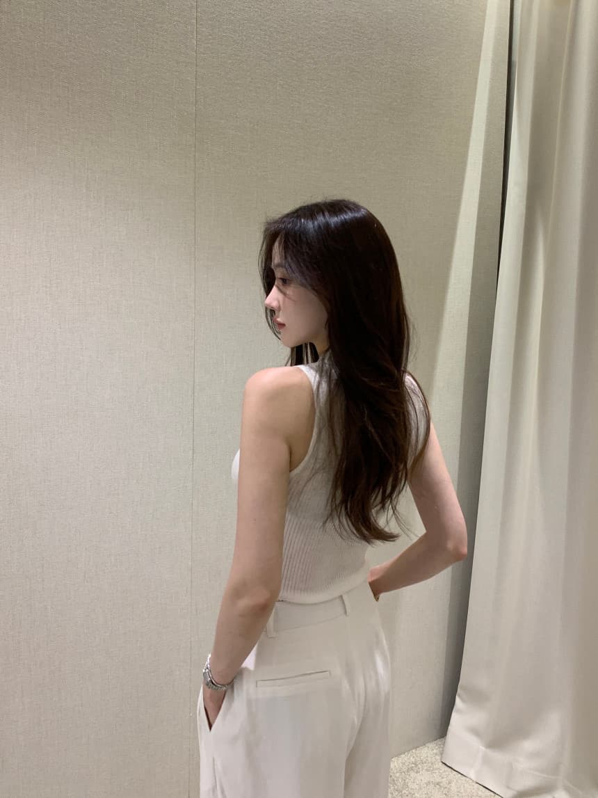 있음 선적 사이즈 업데이트 한국 chic 여름 새로운 얇은 스타일 폴로 칼라 품격 민소매 니트 스웨터 상세 이미지 9