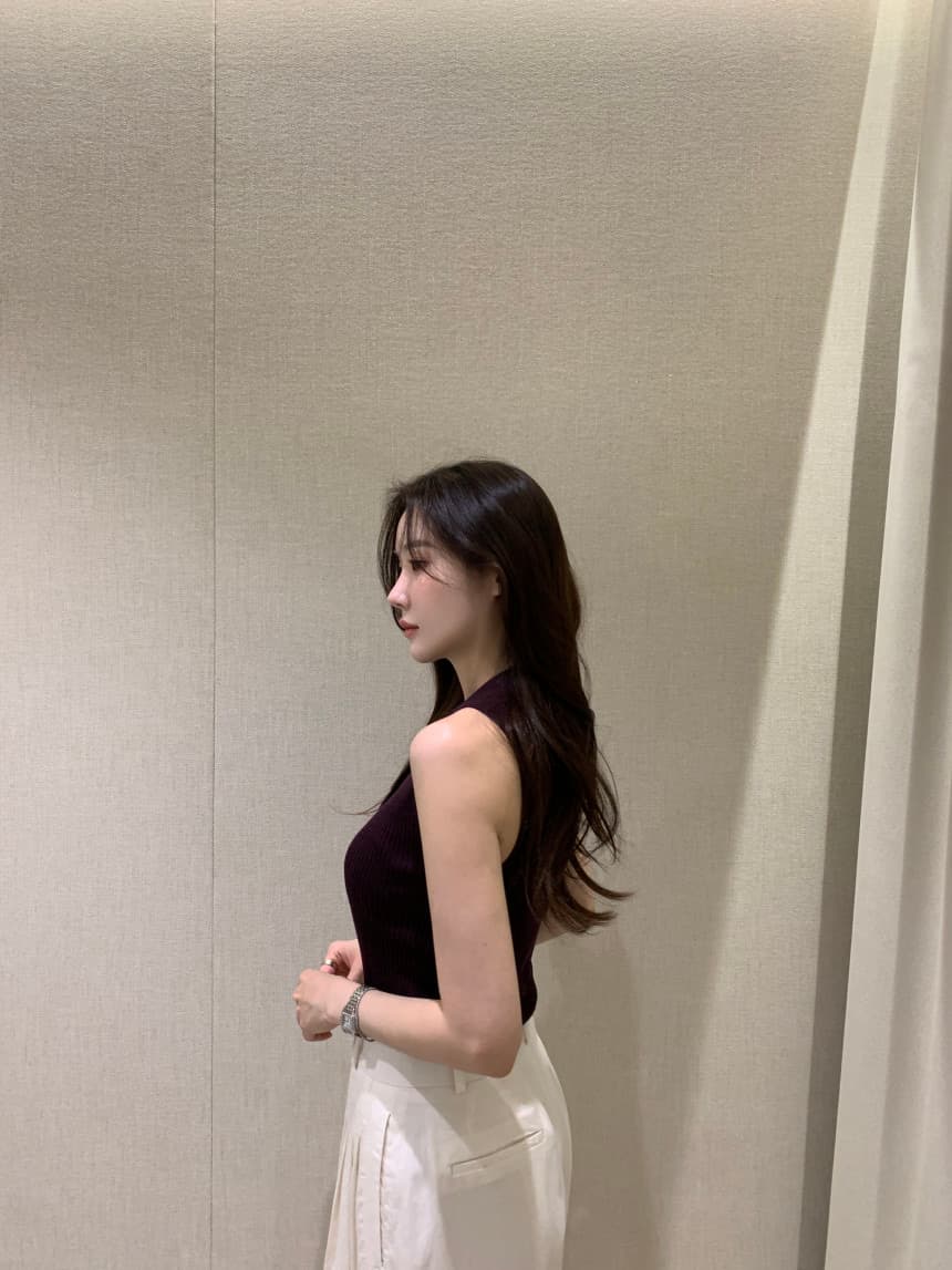 있음 선적 사이즈 업데이트 한국 chic 여름 새로운 얇은 스타일 폴로 칼라 품격 민소매 니트 스웨터 상세 이미지 20