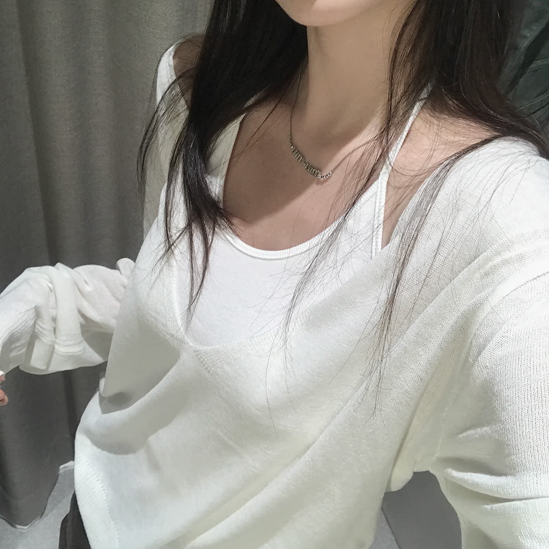 있음 선적 사이즈 업데이트 한국 chic 가을 새로운 빅 브이 넥 품격 느슨함 센스 얇은 스타일 긴팔 니트 스웨터 상세 이미지 17