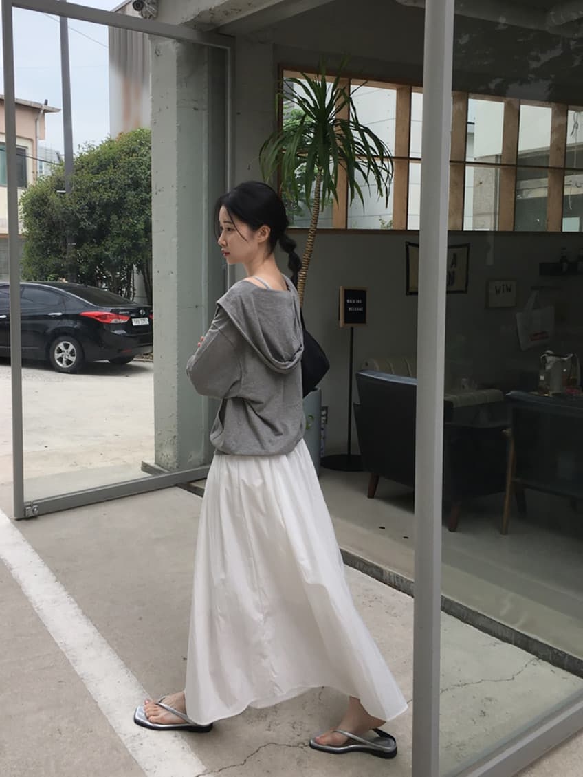 한국 chic 여름 새로운 ins 디자인 센스 주름 허리밴드 롱 코트 슬림해 보이는 반신 스커트 상세 이미지 10