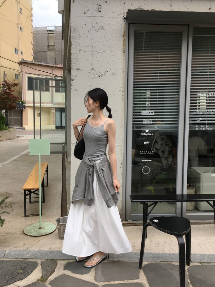 한국 chic 여름 새로운 ins 디자인 센스 주름 허리밴드 롱 코트 슬림해 보이는 반신 스커트 상세 이미지 15