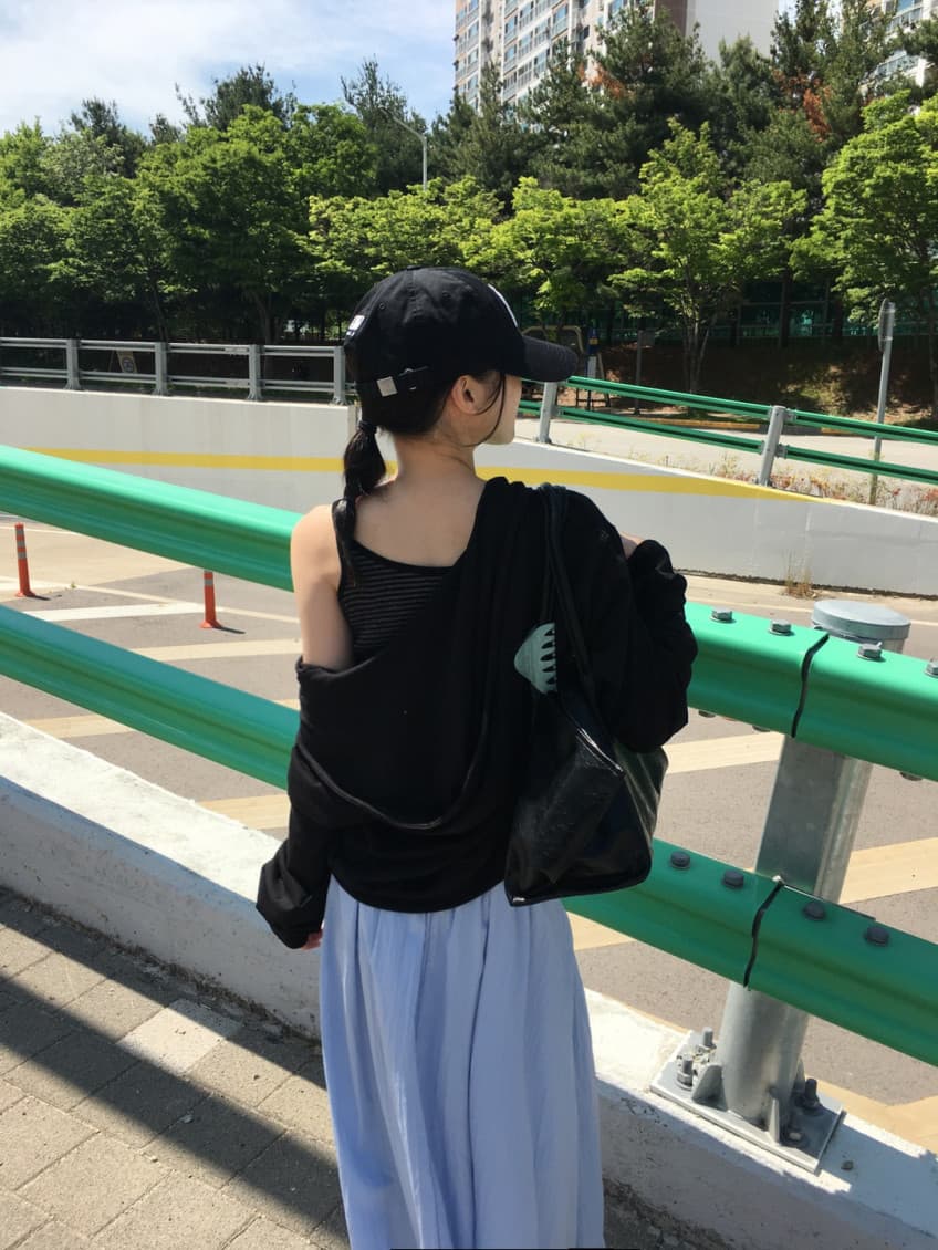 한국 chic 여름 새로운 ins 디자인 센스 주름 허리밴드 롱 코트 슬림해 보이는 반신 스커트 상세 이미지 19