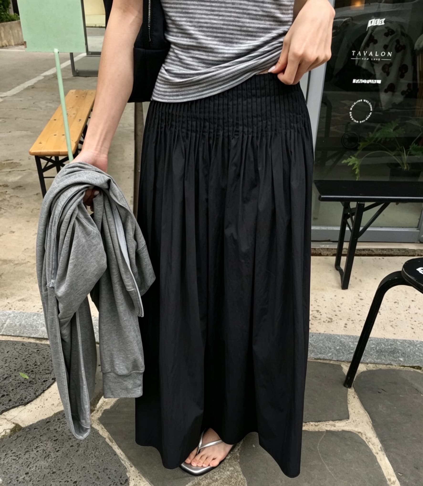 한국 chic 여름 새로운 ins 디자인 센스 주름 허리밴드 롱 코트 슬림해 보이는 반신 스커트 상세 이미지 25