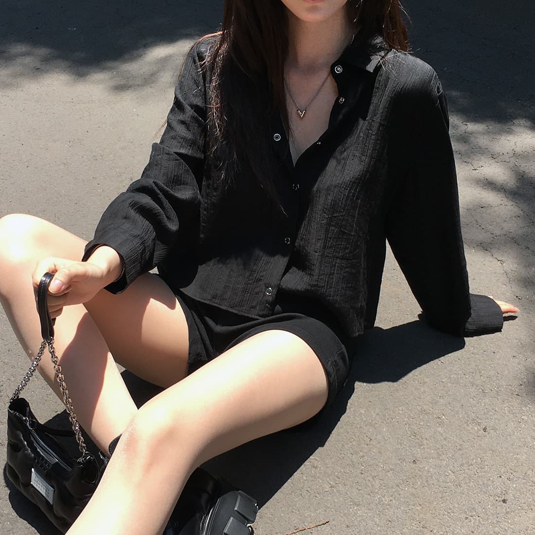있음 선적 사이즈 업데이트 한국 chic 여름 새로운 한 부서 얇은 스타일 다용도 품격 긴팔 셔츠 이미지 3