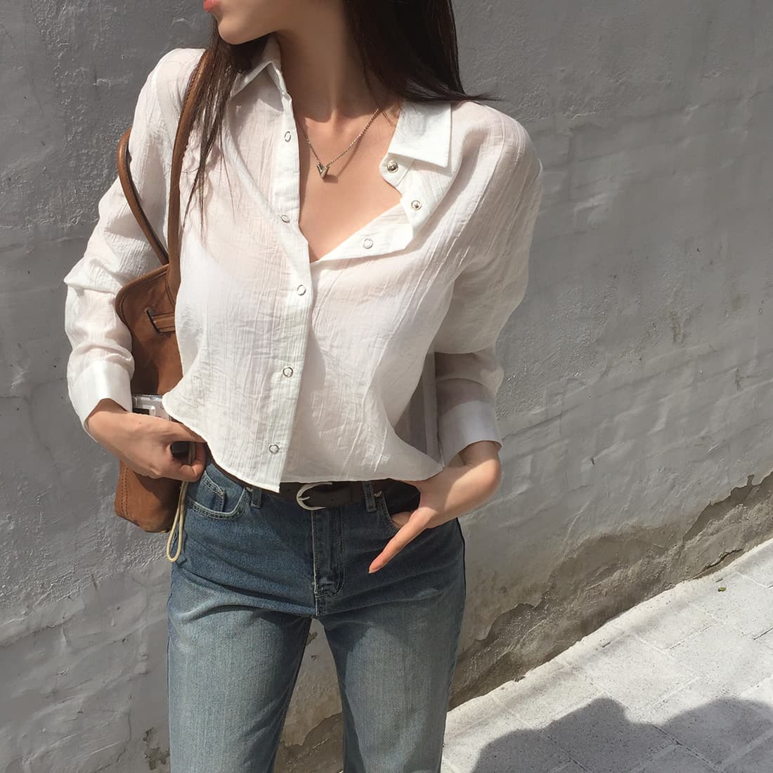 있음 선적 사이즈 업데이트 한국 chic 여름 새로운 한 부서 얇은 스타일 다용도 품격 긴팔 셔츠 상세 이미지 44