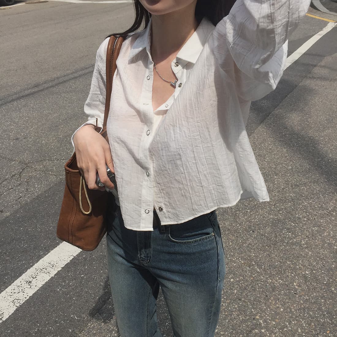 있음 선적 사이즈 업데이트 한국 chic 여름 새로운 한 부서 얇은 스타일 다용도 품격 긴팔 셔츠 상세 이미지 46