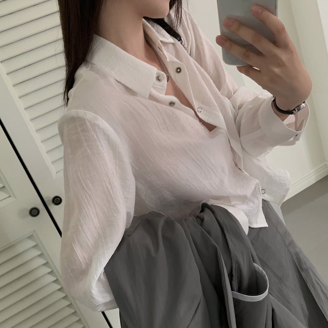 있음 선적 사이즈 업데이트 한국 chic 여름 새로운 한 부서 얇은 스타일 다용도 품격 긴팔 셔츠 상세 이미지 60
