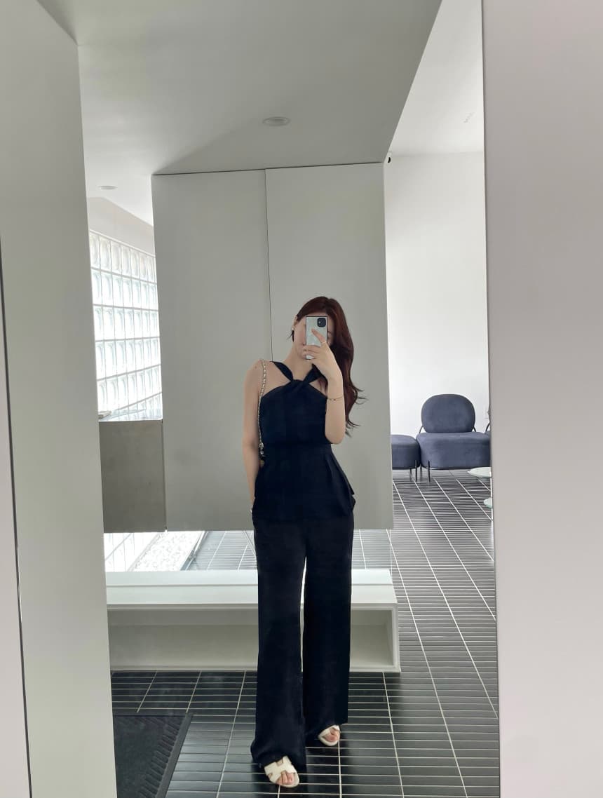 있음 선적 사이즈 업데이트 한국 chic 여름 새로운 달콤함 십자가 슬립 뒤로 부서 허리 스트랩 셔츠 상세 이미지 10