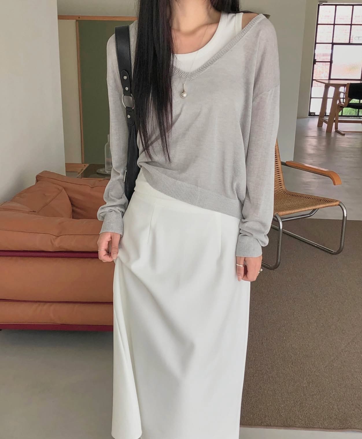 있음 선적 사이즈 업데이트 한국 chic 이른 가을 새로운 ins 마이크로 ~을 통해 얇은 스타일 V넥 자외선 차단 긴팔 니트 스웨터 상세 이미지 18