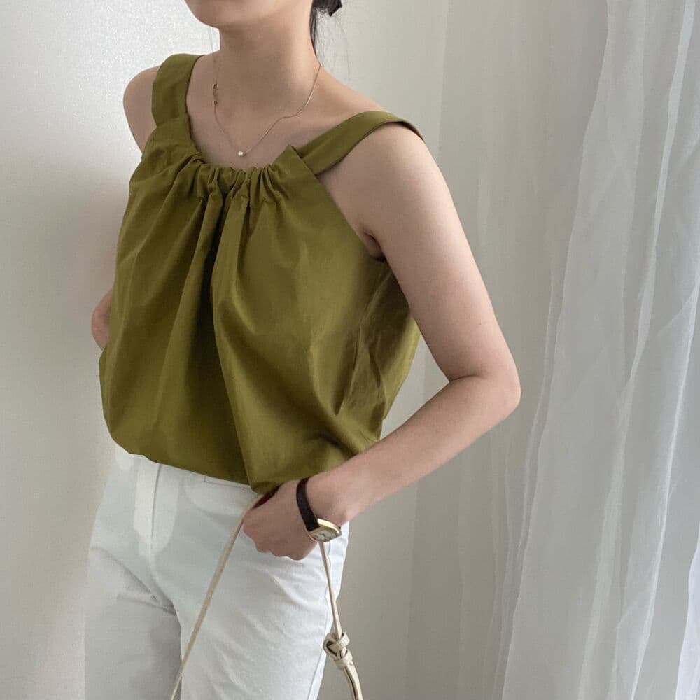 있음 선적 사이즈 업데이트 chic 여름 새로운 프랑스식 미니멀리즘 행침 목 조끼 품격 슬림해 보이는 캐미솔 상세 이미지 6