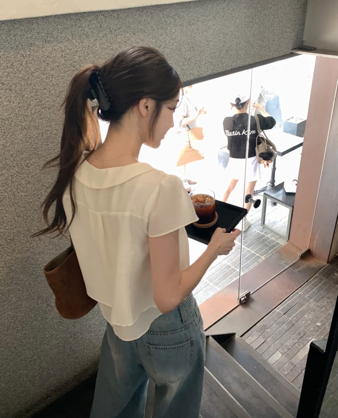 한국 chic 여름 새로운 ins 리본 품격 다용도 반팔 셔츠 상세 이미지 10