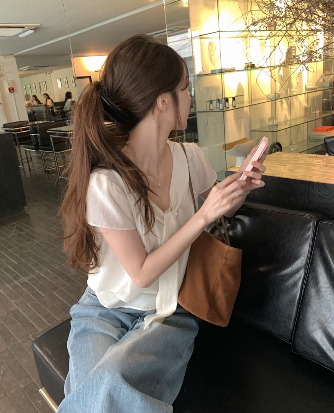 한국 chic 여름 새로운 ins 리본 품격 다용도 반팔 셔츠 상세 이미지 15