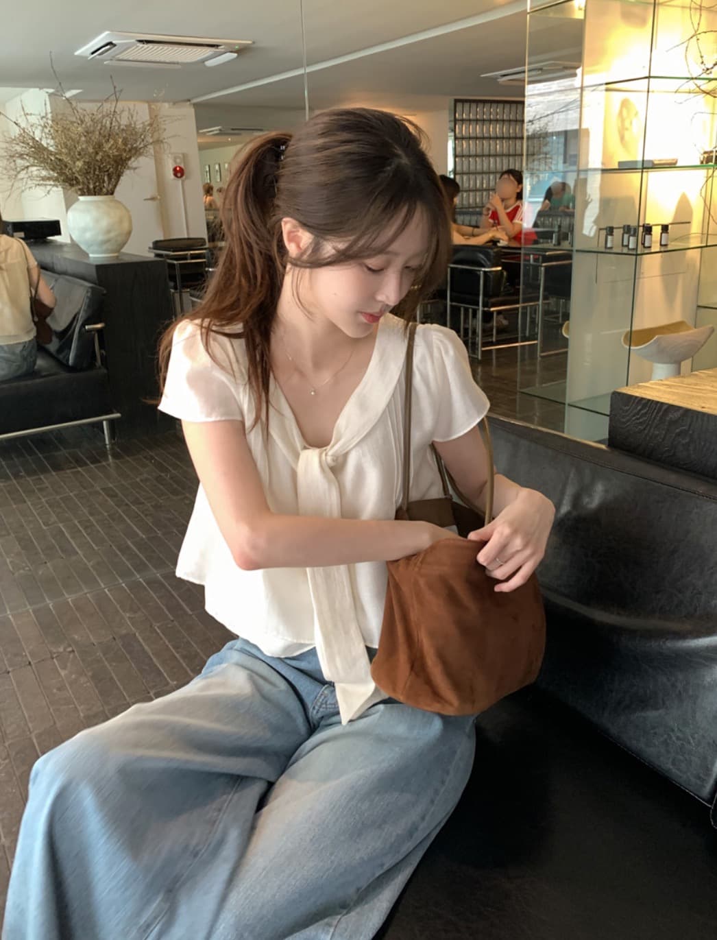한국 chic 여름 새로운 ins 리본 품격 다용도 반팔 셔츠 상세 이미지 20