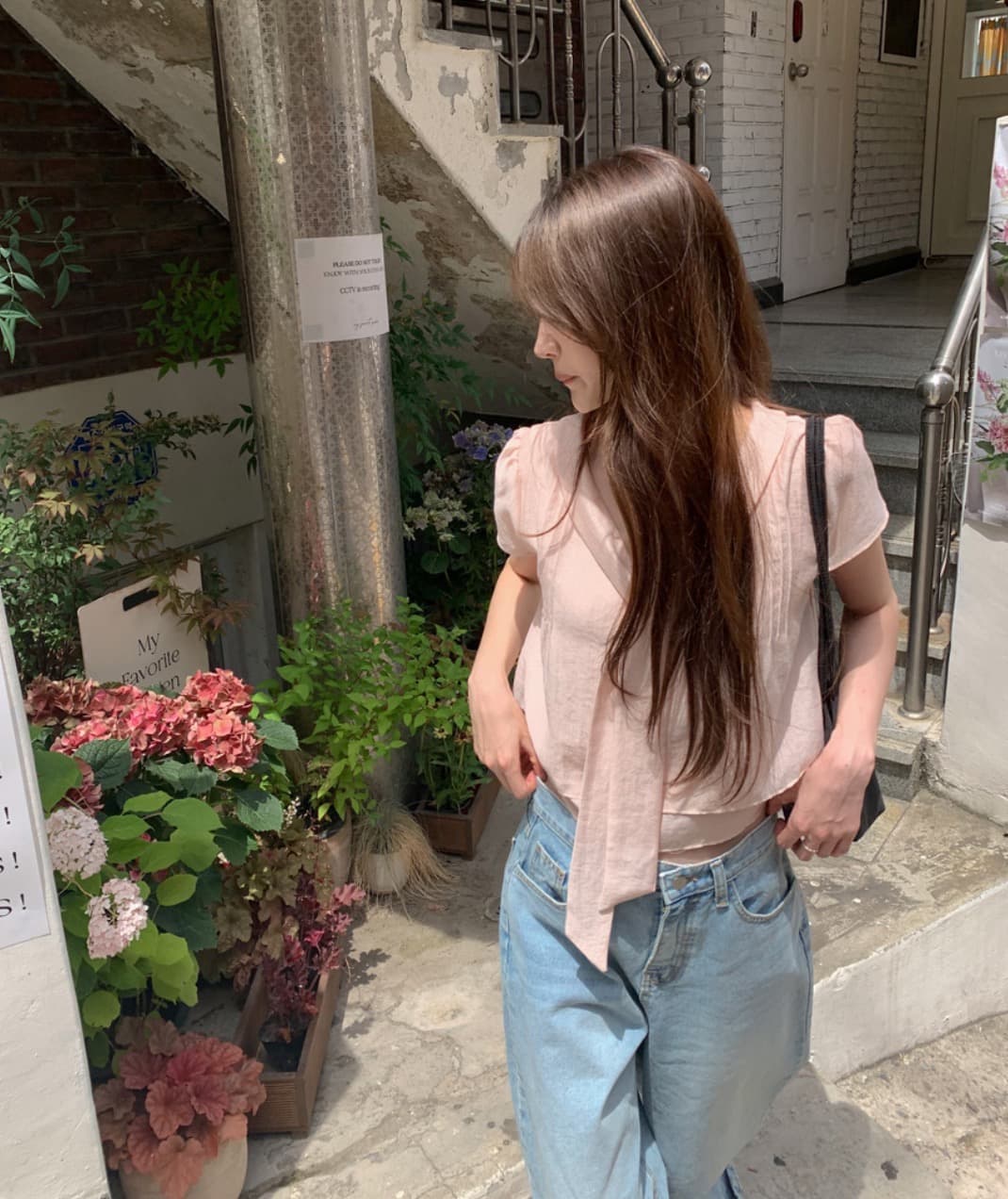 한국 chic 여름 새로운 ins 리본 품격 다용도 반팔 셔츠 상세 이미지 29