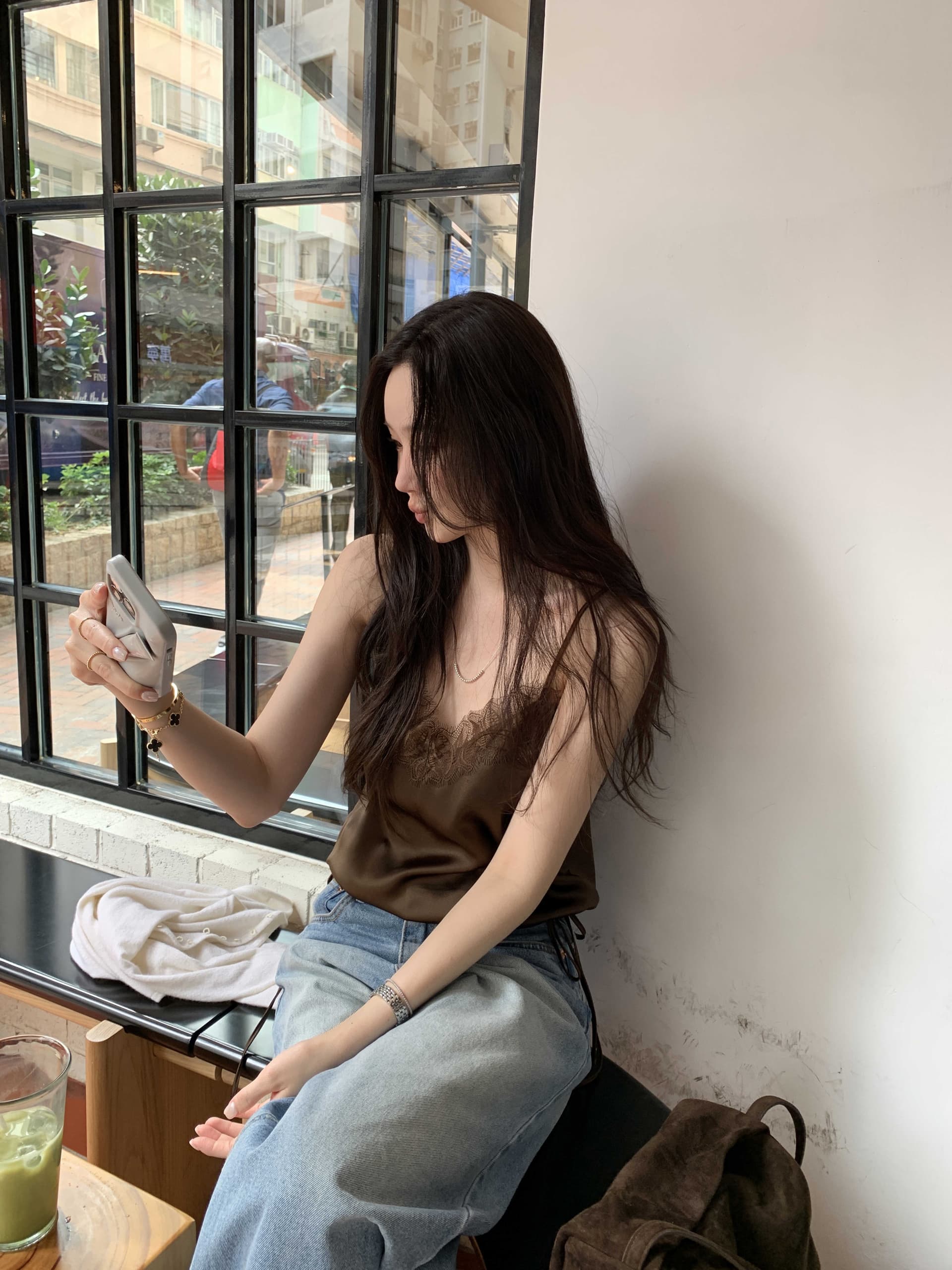 있음 선적 사이즈 업데이트 한국 chic 봄 여름 새로운 섹시함 레이스 조각 펌프 로프 캐미솔 상세 이미지 8