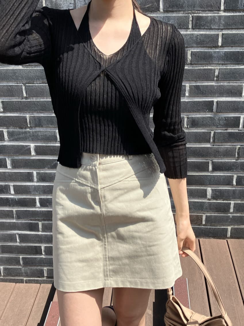 있음 선적 사이즈 업데이트 한국 chic 새로운 V 칼라 행침 목 조끼 니트 오픈 가디건 페이크 레이어드 수리 이미지 4