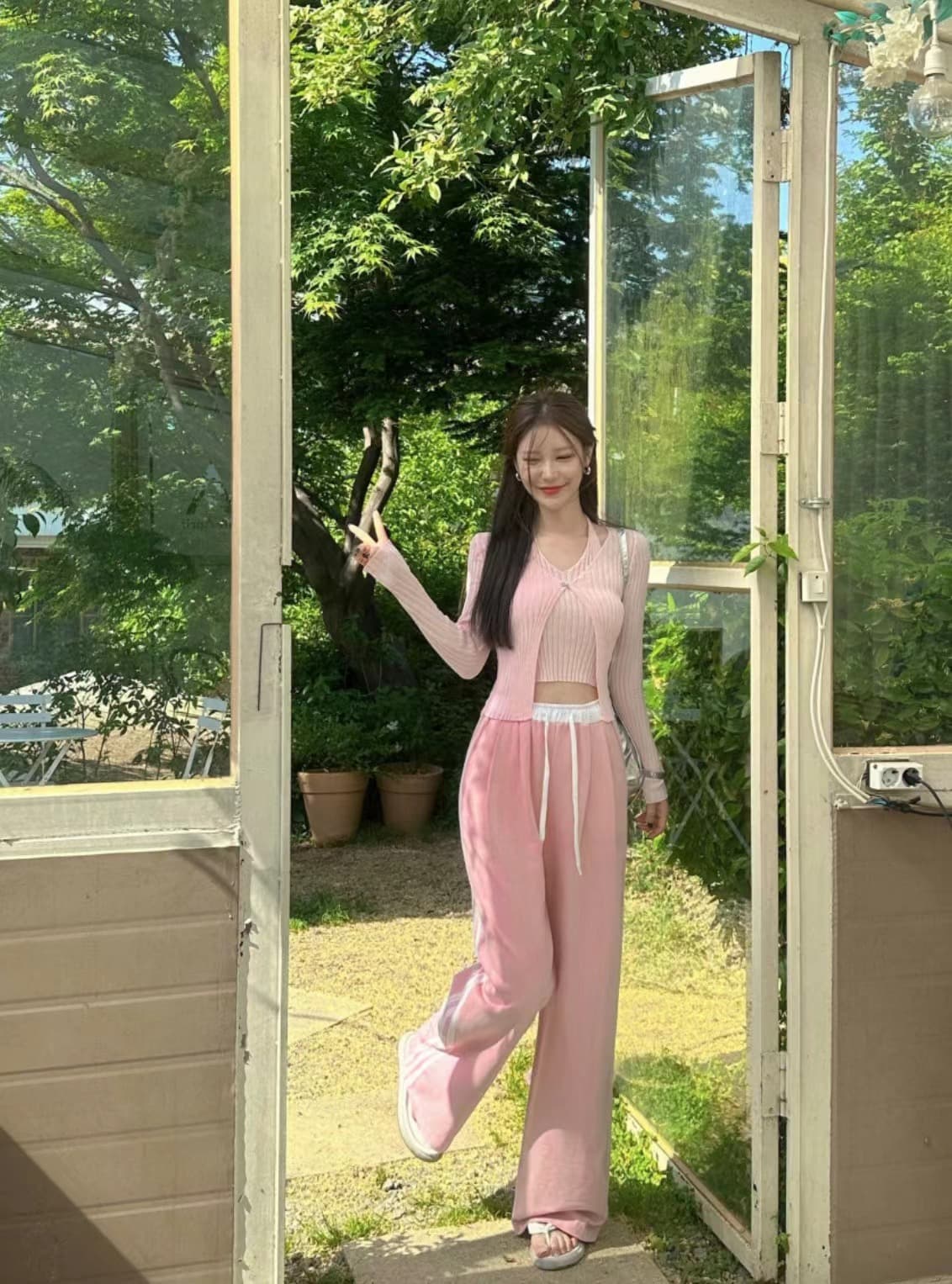 있음 선적 사이즈 업데이트 한국 chic 새로운 V 칼라 행침 목 조끼 니트 오픈 가디건 페이크 레이어드 수리 상세 이미지 2