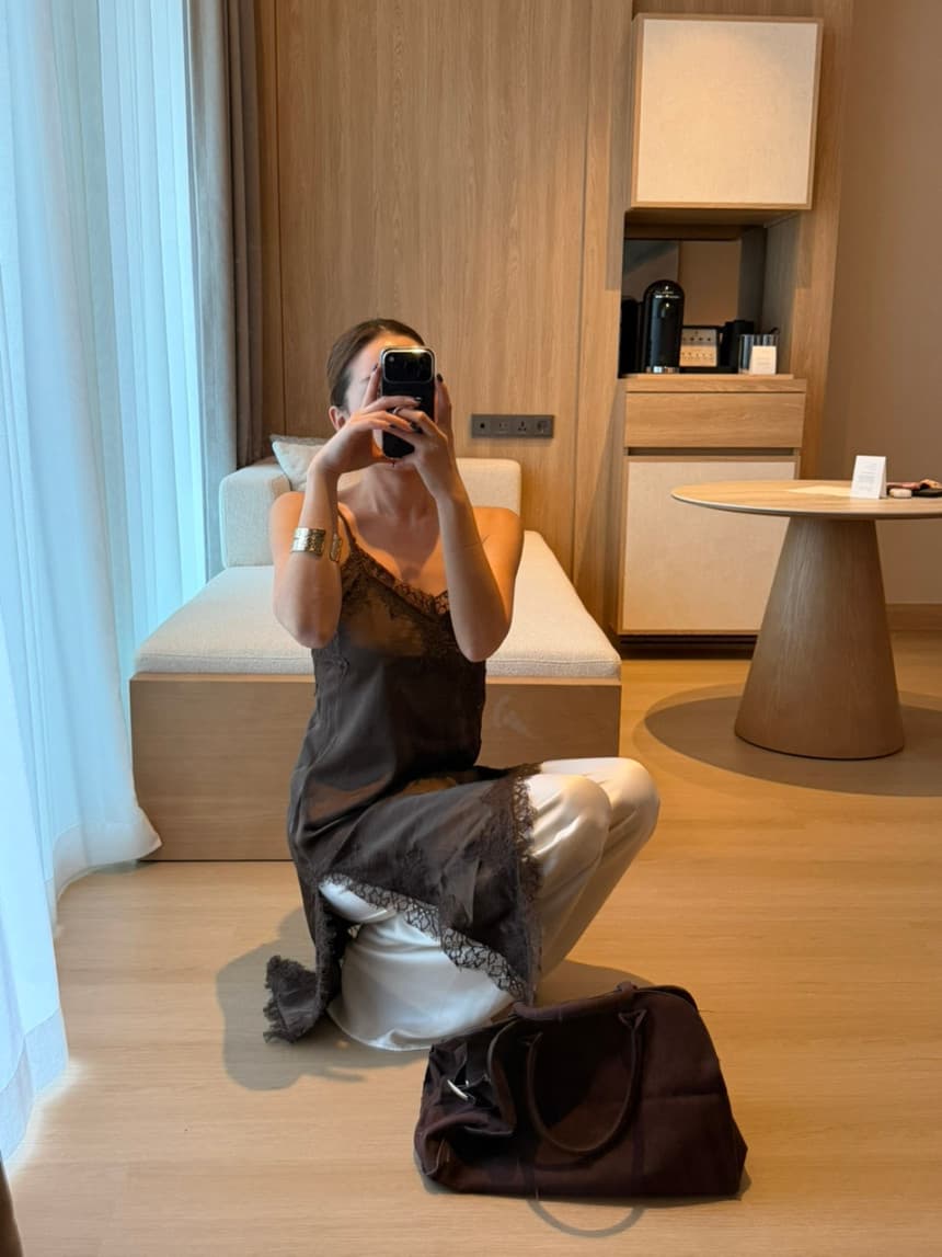 있음 선적 사이즈 업데이트 한국 chic 여름 ins 레이스 조각 섹시함 스택 가져 가라. 슬립 불규칙 치마 셔츠 상세 이미지 23