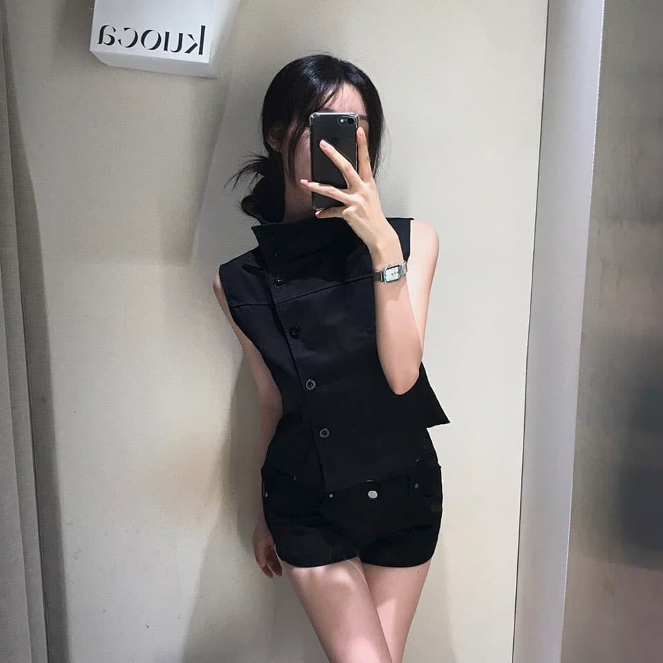 한국 chic 여름 새로운 ins 고급 센스 스탠드 칼라 레트로 단추 다용도 블라우스 상세 이미지 18