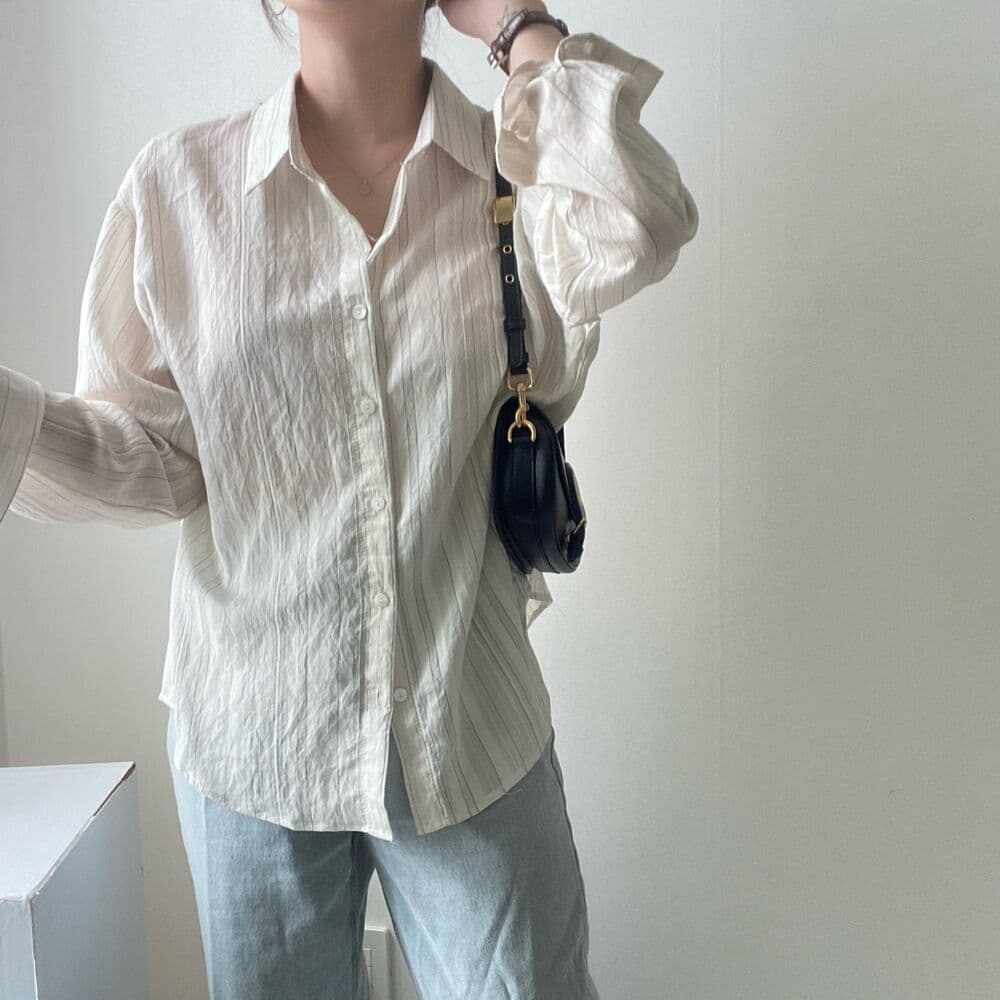 있음 선적 사이즈 업데이트 chic 새로운 미니멀리즘 긴팔 셔츠 품격 슬림해 보이는 셔츠 상세 이미지 23