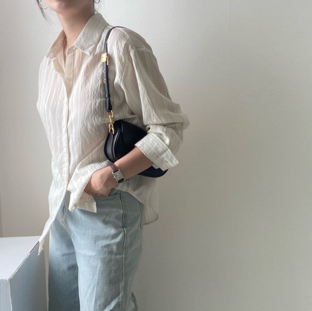 있음 선적 사이즈 업데이트 chic 새로운 미니멀리즘 긴팔 셔츠 품격 슬림해 보이는 셔츠 상세 이미지 37