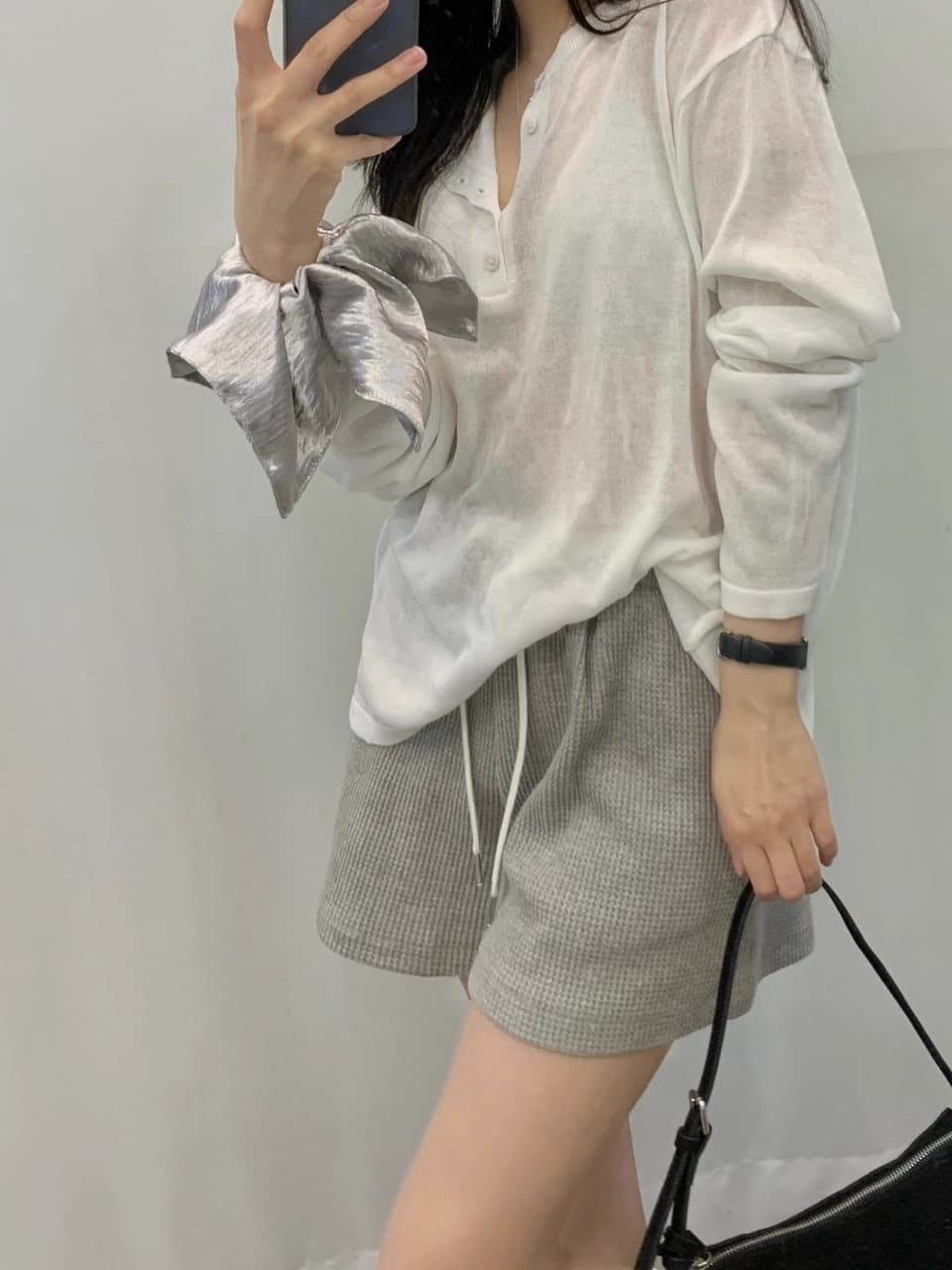 한국 chic 이른 가을 새로운 ins 단색 미니멀리즘 자외선 차단 느긋한 캐주얼 긴팔 니트 스웨터 상세 이미지 7