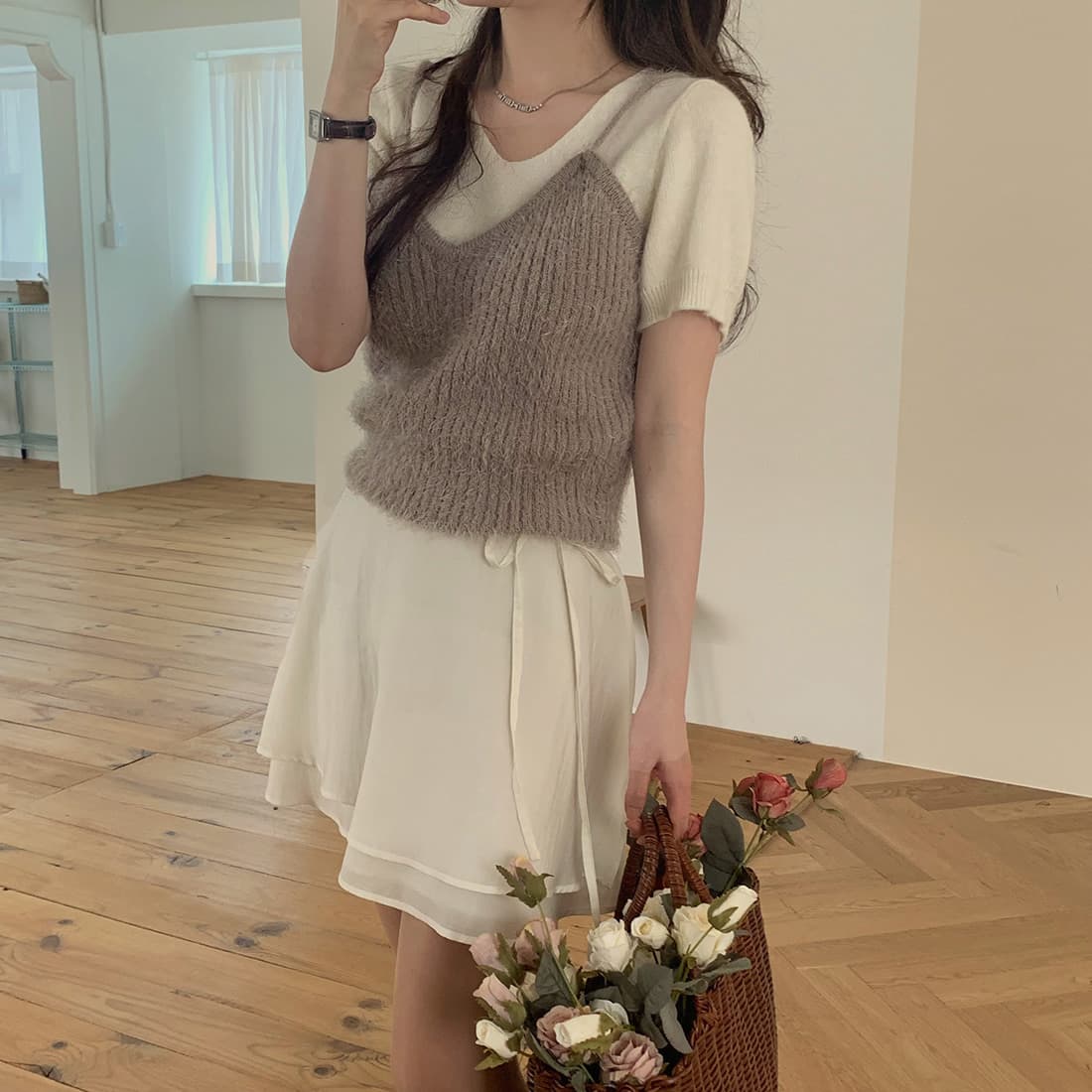 있음 선적 사이즈 업데이트 한국 chic 여름 새로운 프랑스식 달콤함 연령 감소 레이스업 다용도 반신 스커트 상세 이미지 11