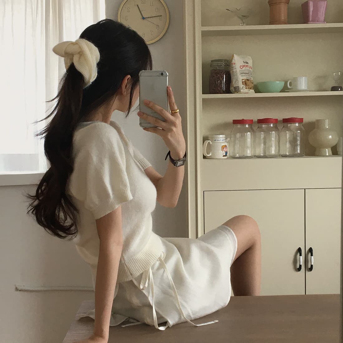 있음 선적 사이즈 업데이트 한국 chic 여름 새로운 프랑스식 달콤함 연령 감소 레이스업 다용도 반신 스커트 상세 이미지 17