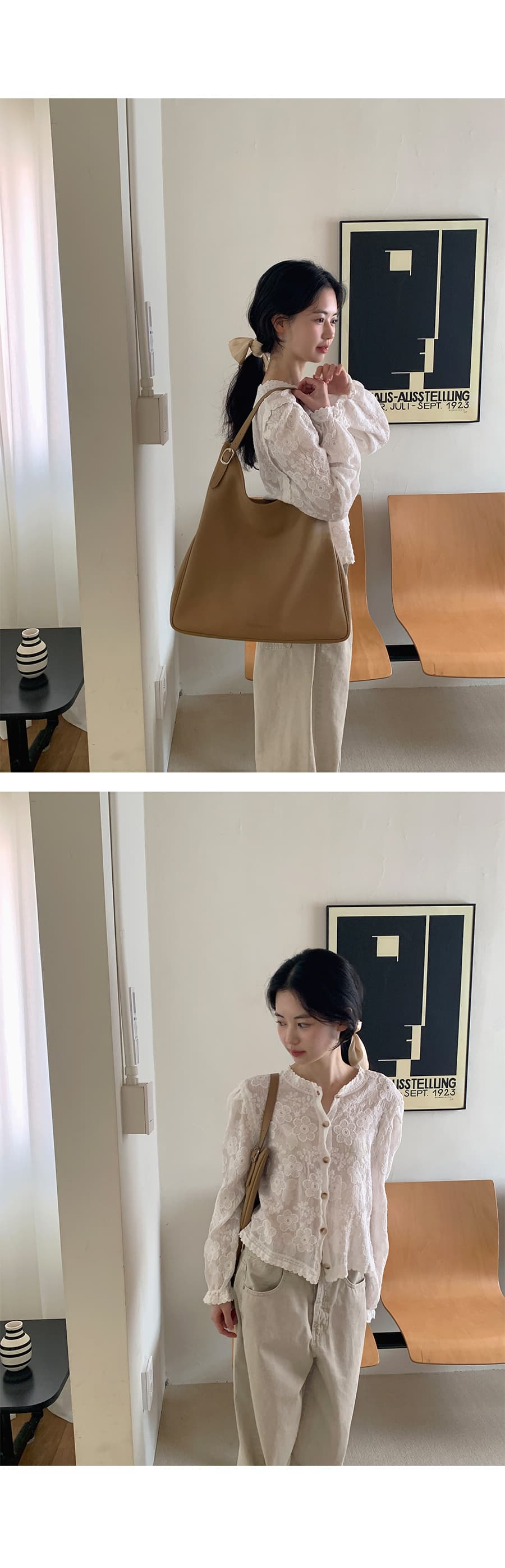 있음 선적 사이즈 업데이트 한국 chic 여름 새로운 프랑스식 레이스 라운드 넥 자수 꽃 문예 바람 셔츠 상세 이미지 18