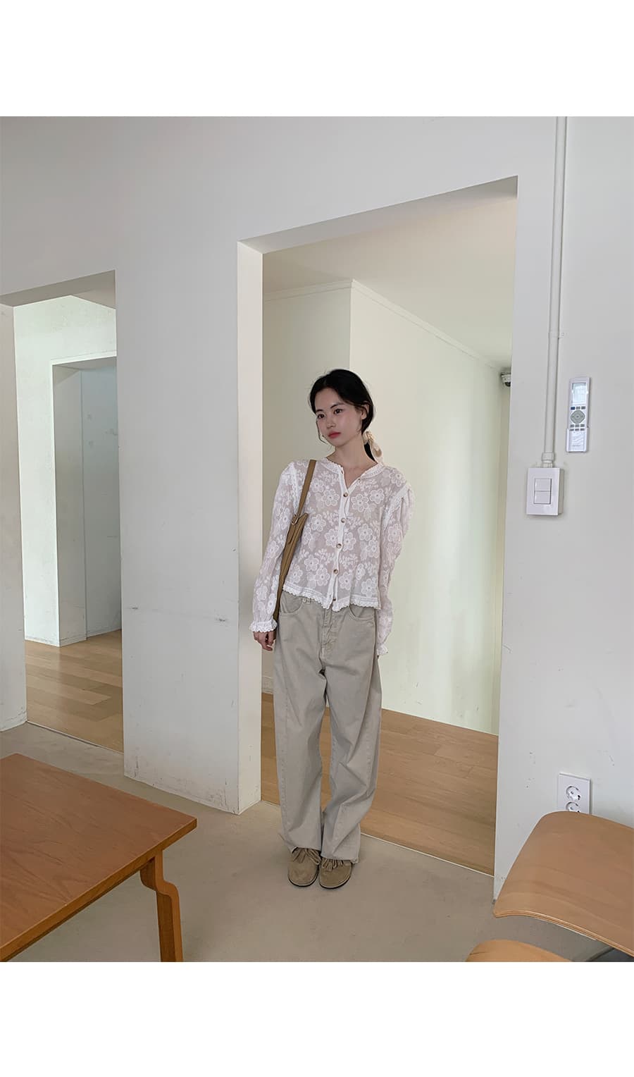 있음 선적 사이즈 업데이트 한국 chic 여름 새로운 프랑스식 레이스 라운드 넥 자수 꽃 문예 바람 셔츠 상세 이미지 27