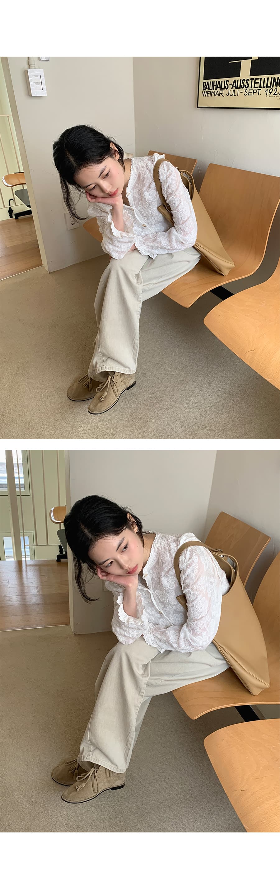 있음 선적 사이즈 업데이트 한국 chic 여름 새로운 프랑스식 레이스 라운드 넥 자수 꽃 문예 바람 셔츠 상세 이미지 32