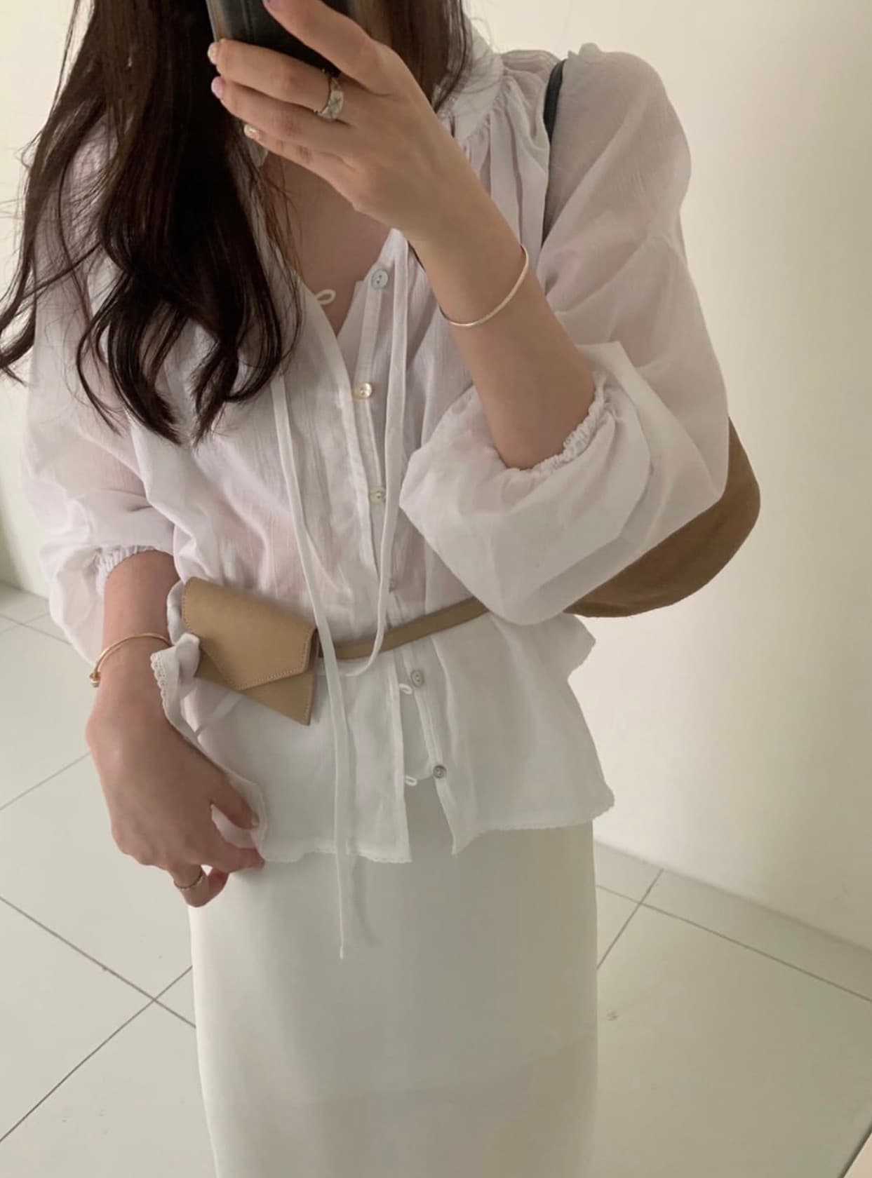 있음 선적 사이즈 업데이트 한국 chic 새로운 한 부서 얇은 스타일 레이스 칼라 리본 품격 다용도 셔츠 상세 이미지 8