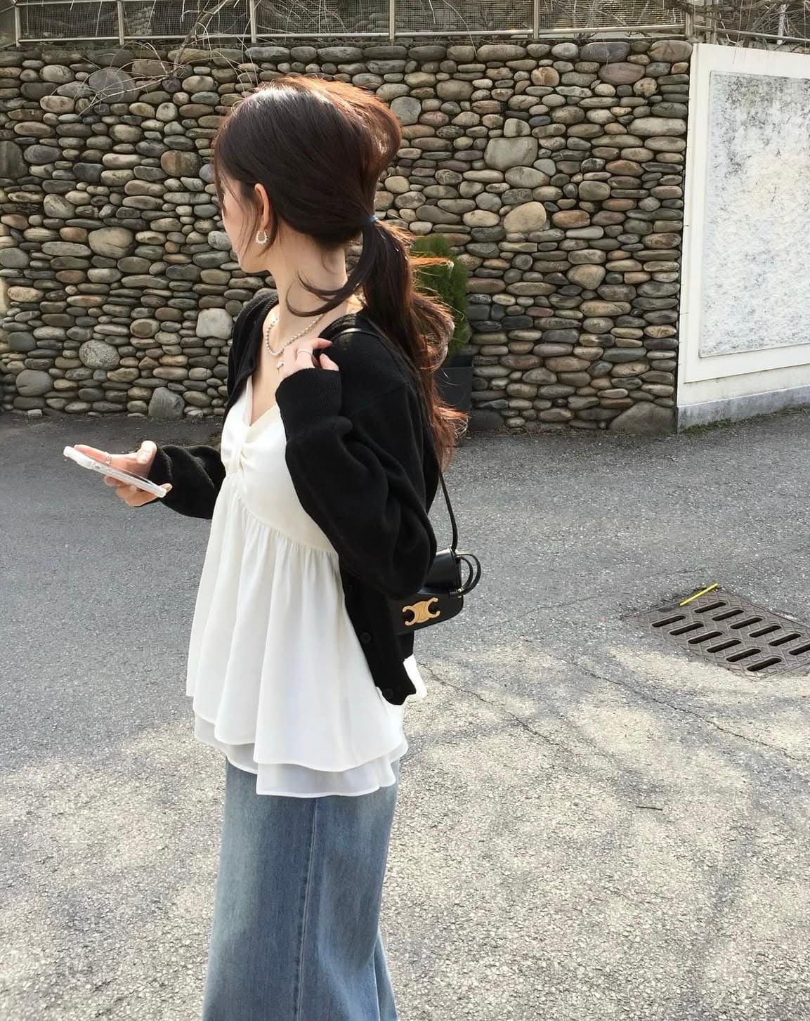 있음 선적 사이즈 업데이트 한국 chic 새로운 달콤함 다용도 이중층 치마 스타일 조끼 캐미솔 상세 이미지 8