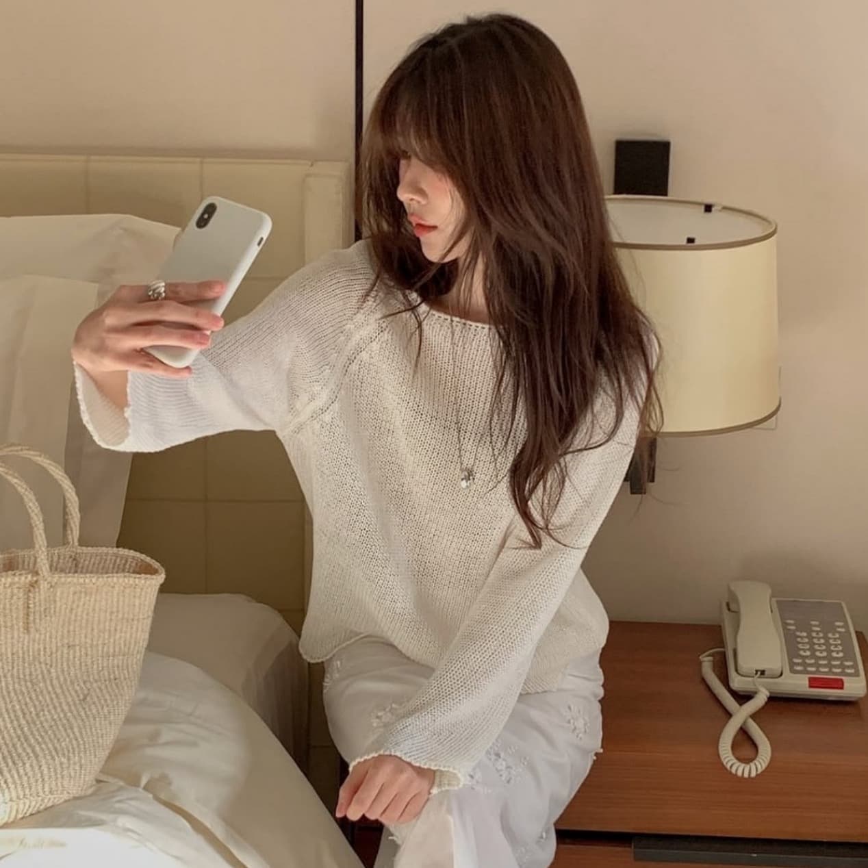 한국 chic 이른 가을 새로운 ins 고급 센스 미니멀리즘 느슨함 긴팔 니트 스웨터
