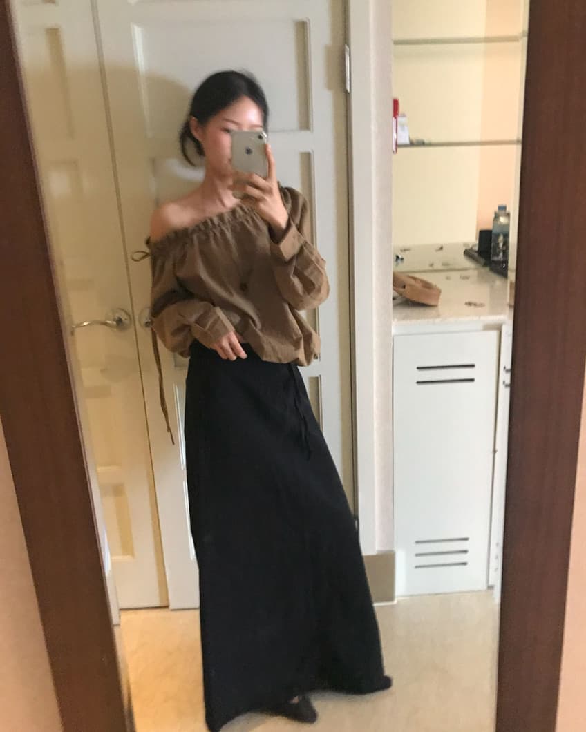 한국 chic 이른 가을 새로운 ins 오프숄더 경 사진 펌프 로프 느슨함 센스 슬림해 보이는 수직 기사 긴팔 셔츠 상세 이미지 16
