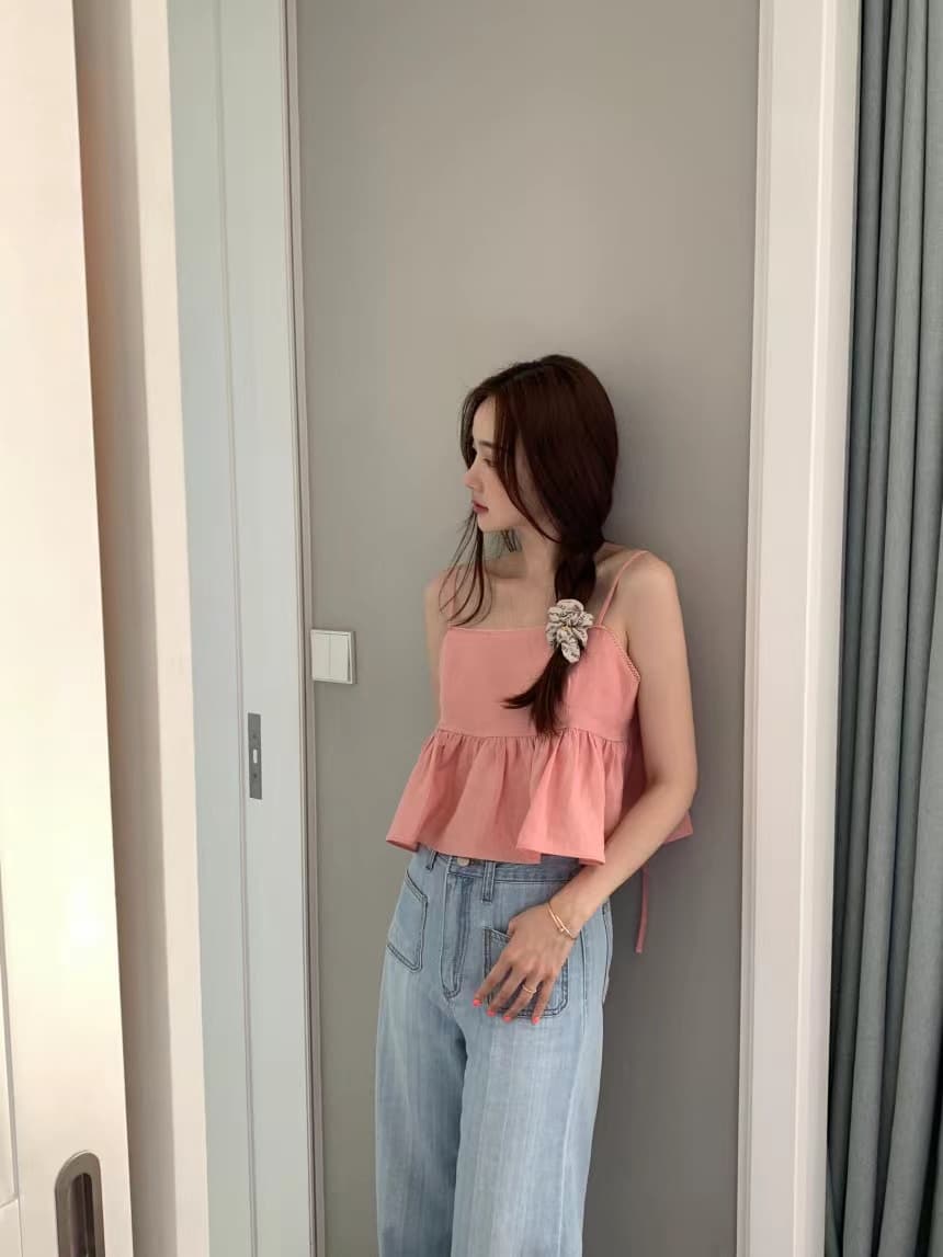 있음 선적 사이즈 업데이트 chic 여름 새로운 디자인 센스 뒤로 홀로우 아웃 스트랩 캐미솔 상세 이미지 13