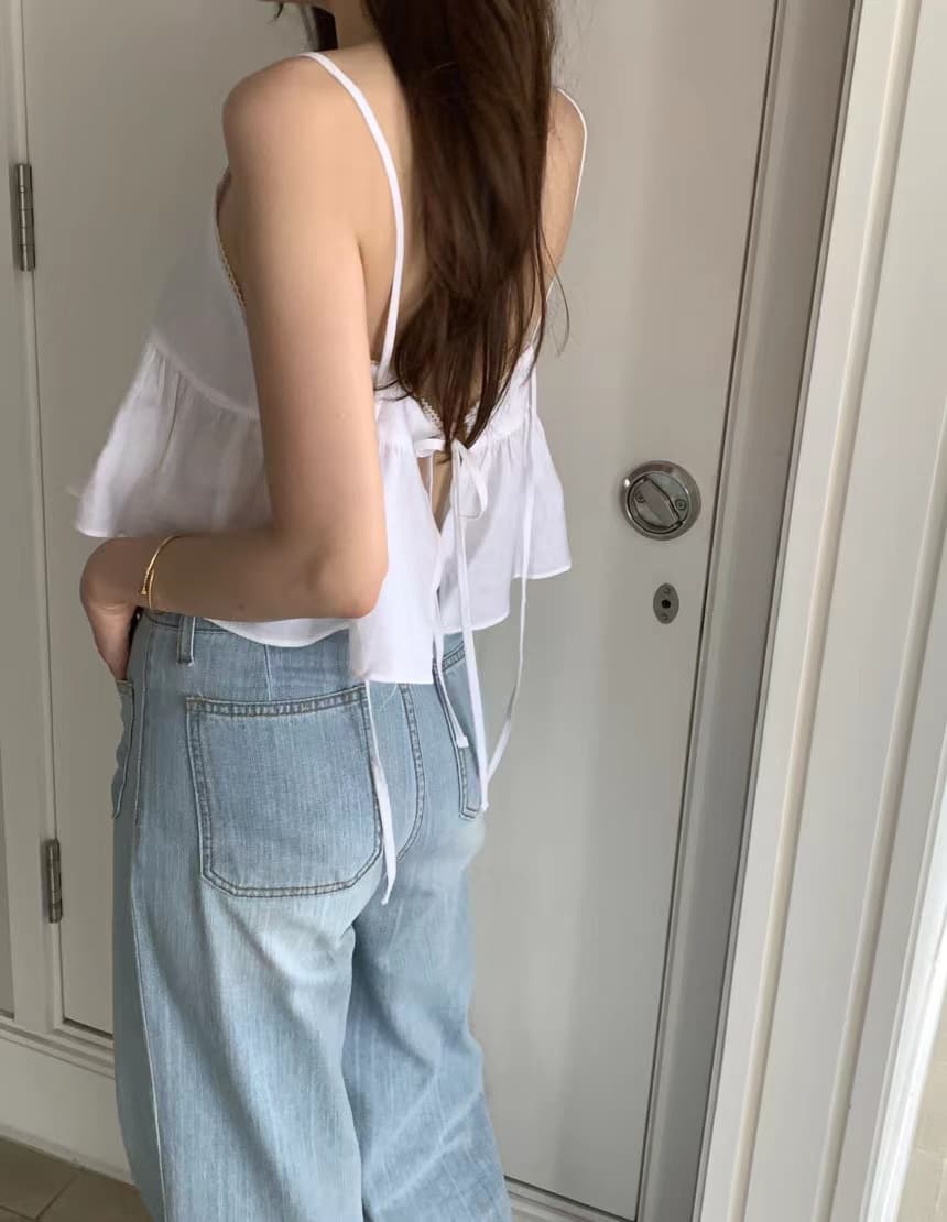 있음 선적 사이즈 업데이트 chic 여름 새로운 디자인 센스 뒤로 홀로우 아웃 스트랩 캐미솔 상세 이미지 23
