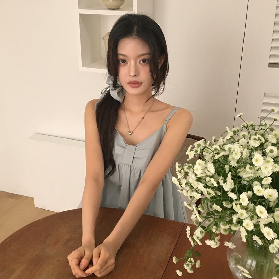 있음 선적 사이즈 업데이트 한국 chic 여름 새로운 이중층 치마 스타일 조끼 슬립 맨위 머리카락 올가미 로드 중 상세 이미지 5